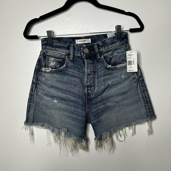 Moussy Vintage Chester Distressed Denim Shorts Size 24 Classic Summer Staple - Picture 1 of 10